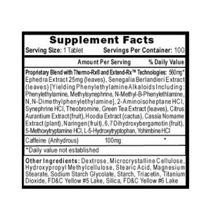 Product composition Hi-Tech Pharma Lipodrene 90 caps.