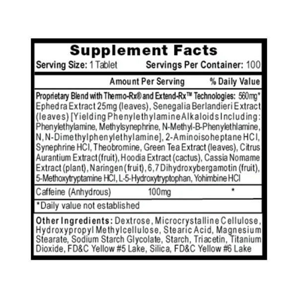 Product composition Hi-Tech Pharma Lipodrene 90 caps.