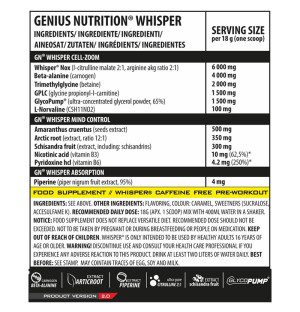 Product composition Genius Nutrition Whisper 2.0 400g