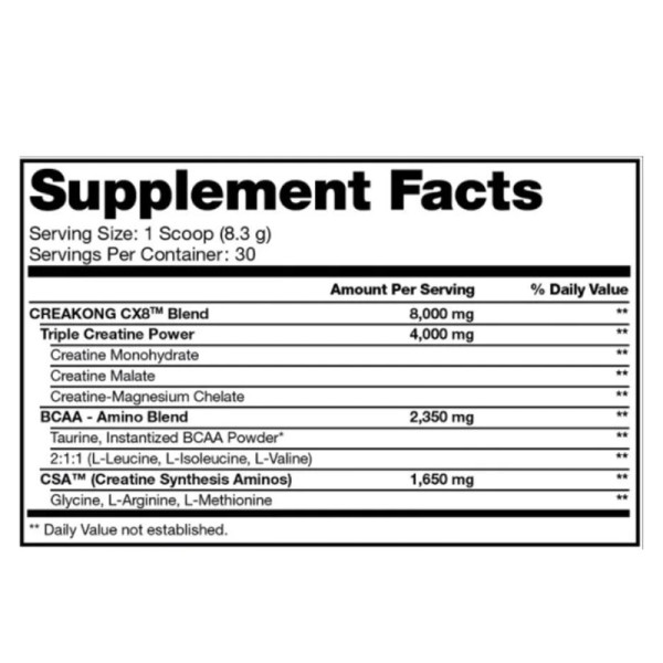 Zusammensetzung Kreatin Stack PVL Mutant CreaKong CX8 249g
