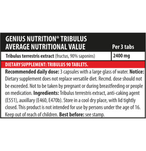 Skład produktu  Genius Nutrition Tribulus 90 caps.