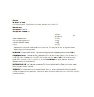 Product composition Nutrend Fat Direct 60 caps.