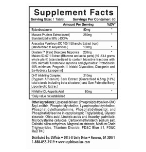 Product composition USP Labs ULTIMATE-T 60 caps.