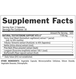 Product composition Nutrex VITRIX MALE PERFORMANCE NTS-6 30 caps.