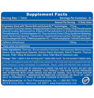 Product composition Hi-Tech Pharma LIPODRENE ELITE 90 caps.