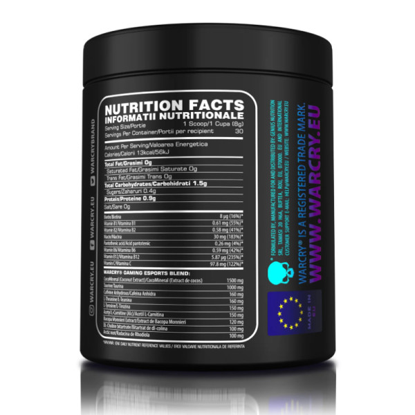 Product composition Genius Nutrition Warcry Gaming 240g Mangonade