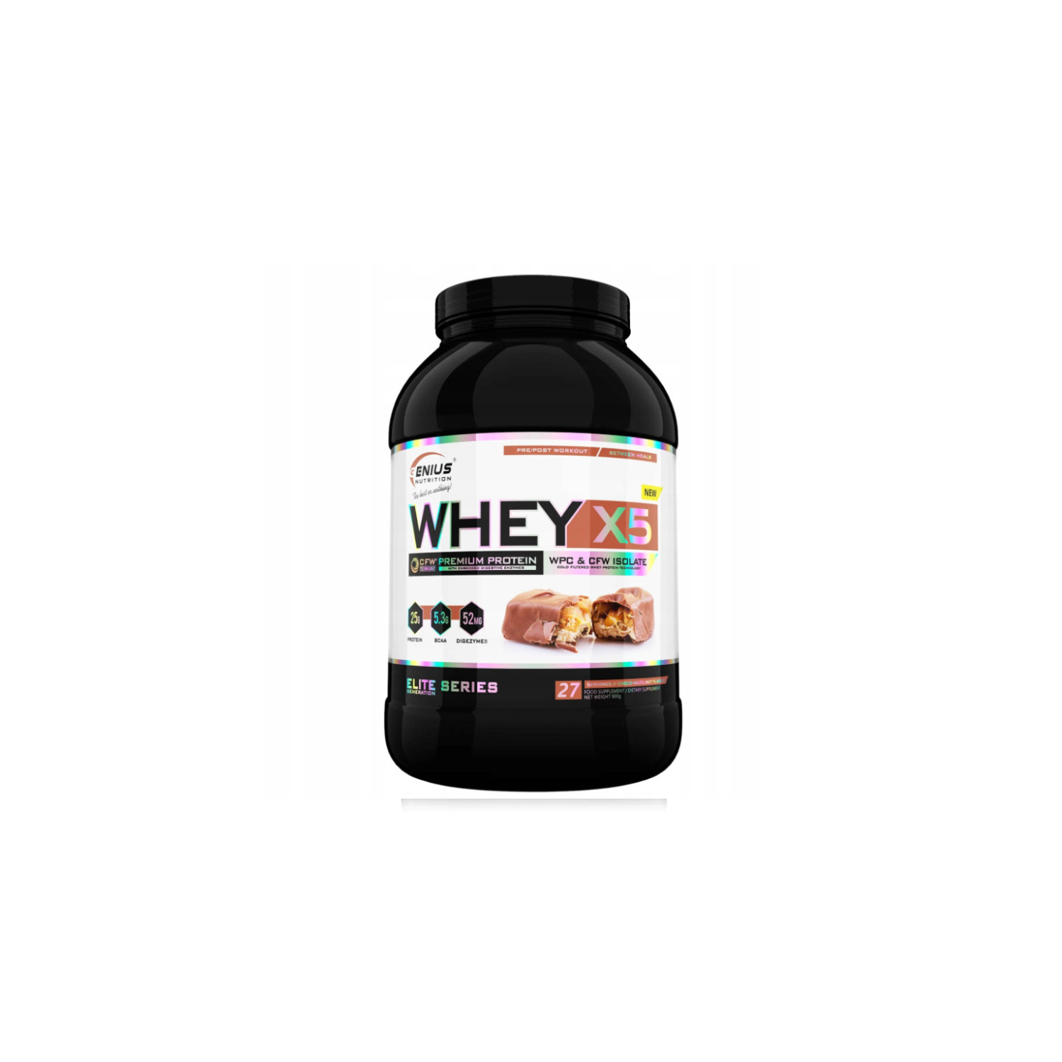 Genius Nutrition Whey-X5 carefully formulated to support the development and maintenance of lean muscle mass