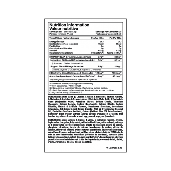 Product composition MUTANT BCAA 9.7