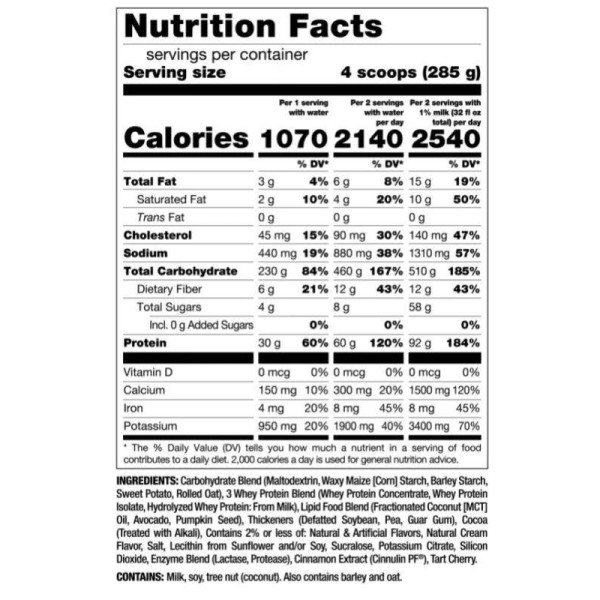 Product composition Mutant Mass Extreme 2500