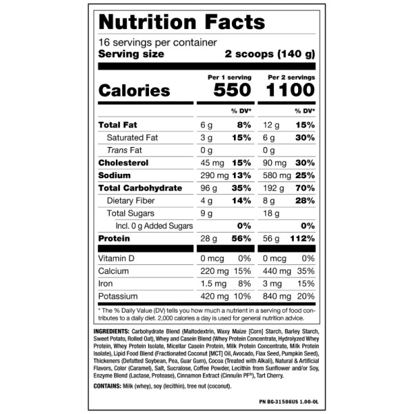 Skład produktu Mutant Mass 6800g