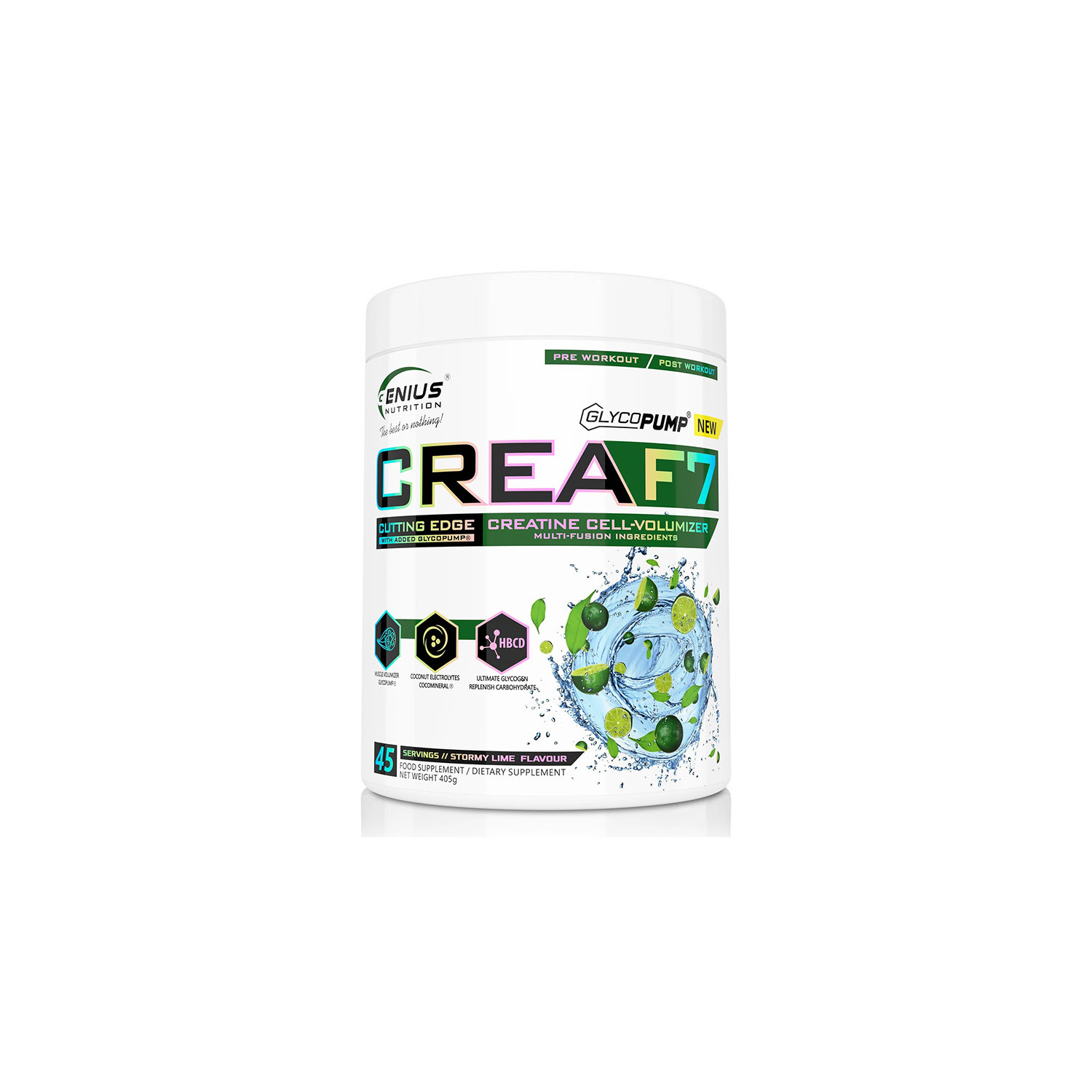 Genius Nutrition Crea F7 405g Stormy Lime Genius Nutrition Crea F7 405g Stormy Lime