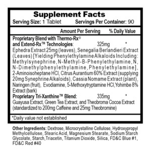 Product composition Hi-Tech Pharma LIPODRENE HARDCORE 90 caps.