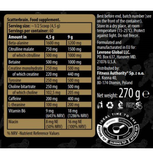 Product composition Kevin Levrone SCATTERBRAIN 270g