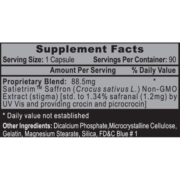 Product composition Hi-Tech Pharma Satietrim Saffron 90 caps.