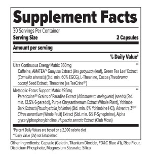 Product composition Finaflex Redefine PX Ultra 60 caps.