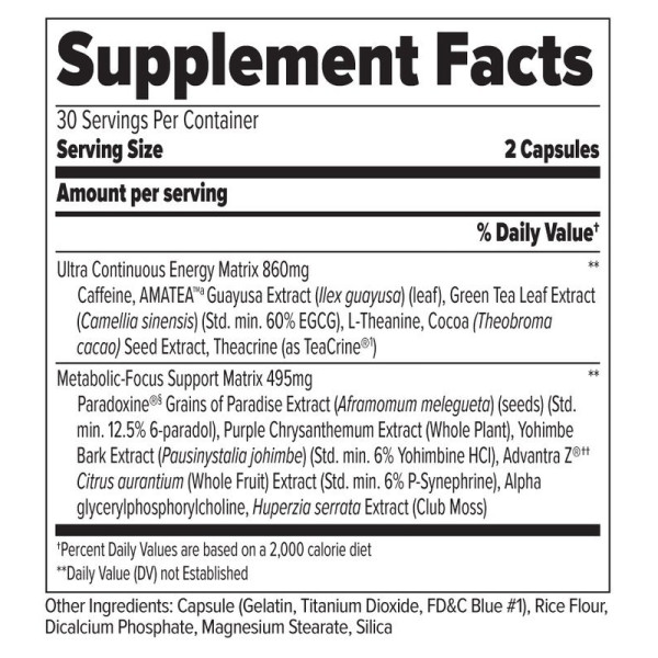 Product composition Finaflex Redefine PX Ultra 60 caps.