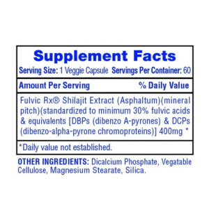 Product composition Hi-Tech Pharma Shilajit 60 caps.