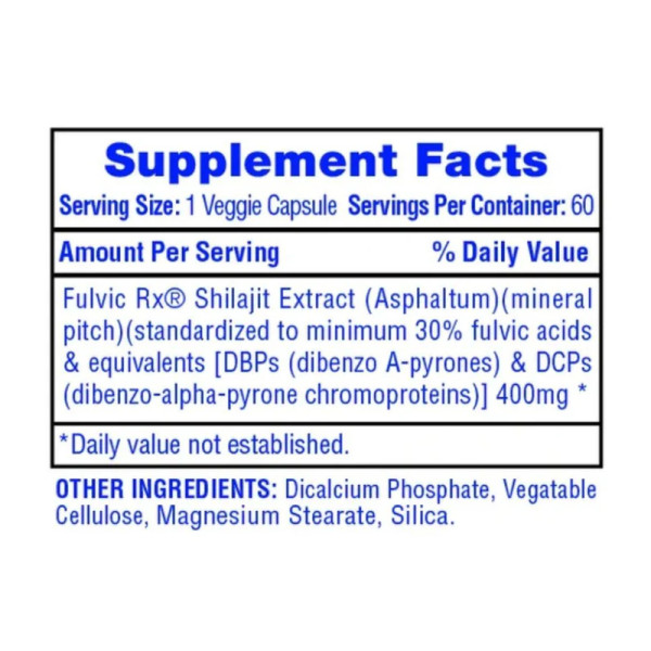 Product composition Hi-Tech Pharma Shilajit 60 caps.