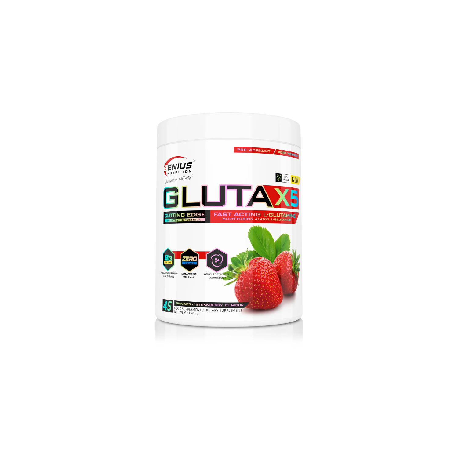 Genius Nutrition Gluta X5 405g truskawka