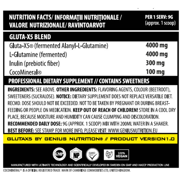 Zusammensetzung Genius Nutrition Gluta X5 405g