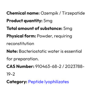 Detailed information Powerock Pharma ACETYL GLP-1+GIP 5mg