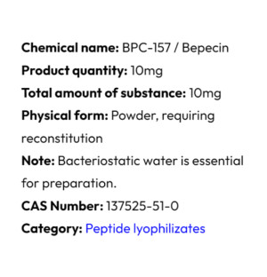 Detailed information Powerock Pharma BPC-157 10mg