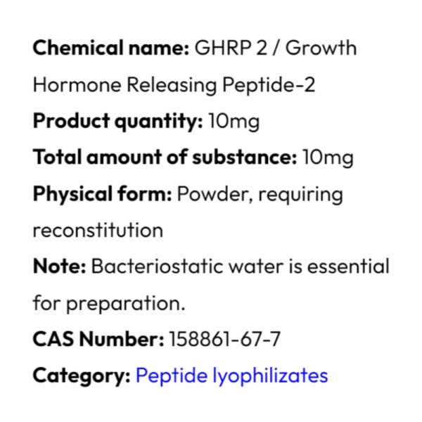 Szczegółowe informacje Powerock Pharma GHRP-2 10mg