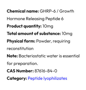 Detailed information Powerock Pharma GHRP-6 10mg