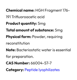 Detailed information Powerock Pharma HGH FRAGMENT 176-191 5mg