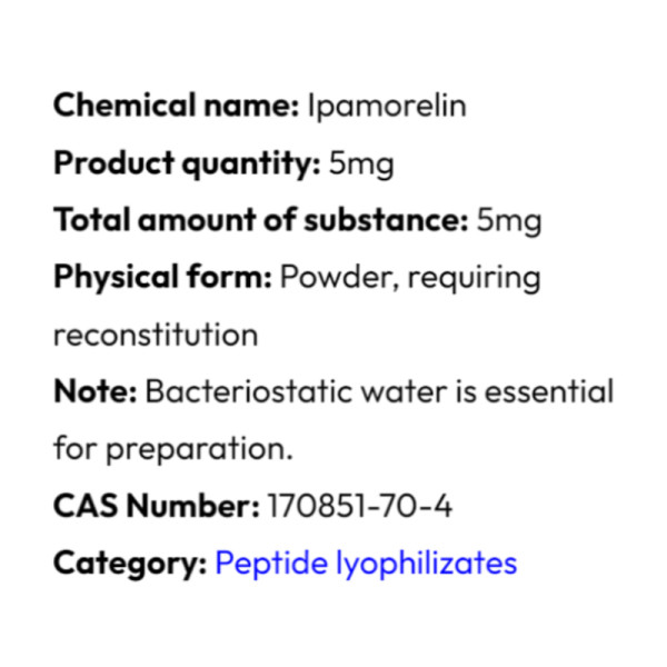 Szczegółowe informacje Powerock Pharma IPAMORELIN 5mg