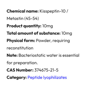 Detailed information Powerock Pharma KISSPEPTIN-10 10mg