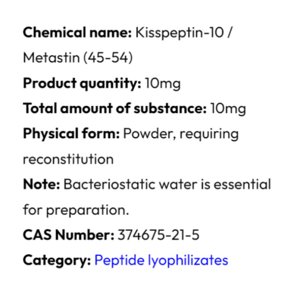 Detailed information Powerock Pharma KISSPEPTIN-10 10mg