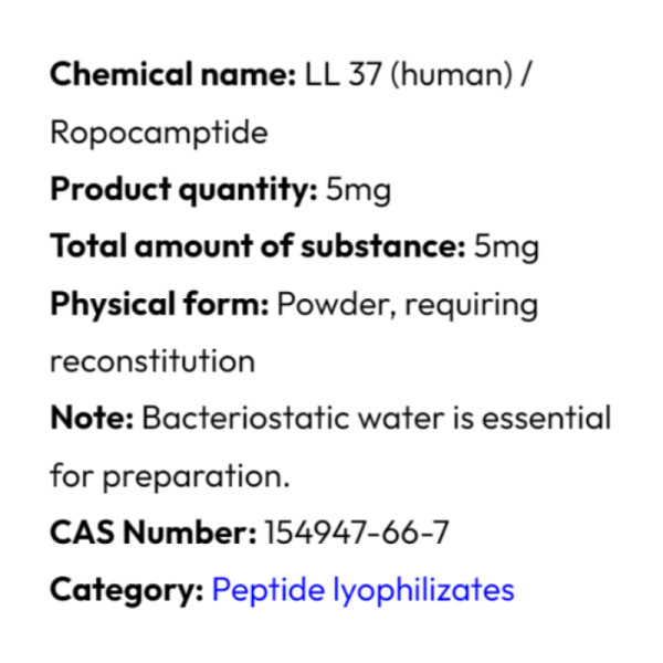 Szczegółowe informacje Powerock Pharma LL-37 5mg