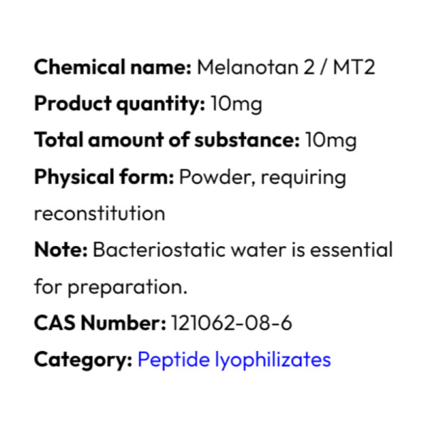 Szczegółowe informacje Powerock Pharma MT2 (MELANOTAN 2) 10mg