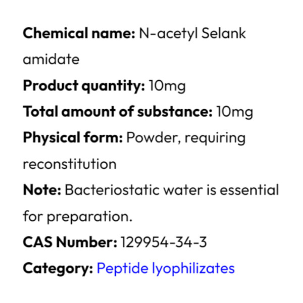 Szczegółowe informacje Powerock Pharma N-ACETYL SELANK 10mg