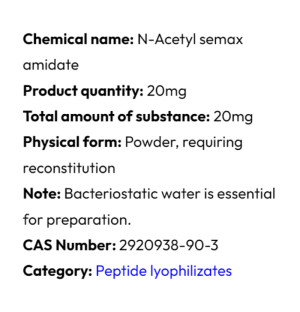 Ausführliche Informationen Powerock Pharma N-ACETYL SEMAX 20mg