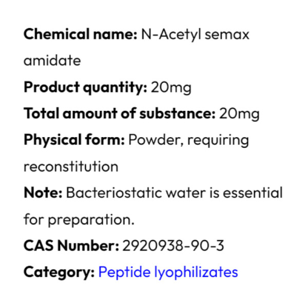 Ausführliche Informationen Powerock Pharma N-ACETYL SEMAX 20mg