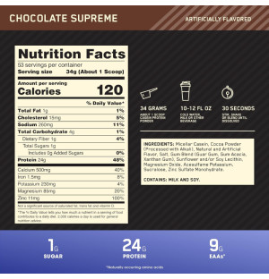 Product composition ON 100% Gold Standard Casein 1810g chocolate