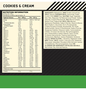 Product composition ON Serious Mass 5450g cookies and cream