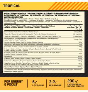 Product composition ON Gold Standard PreWorkout ADVANCED 420g tropical