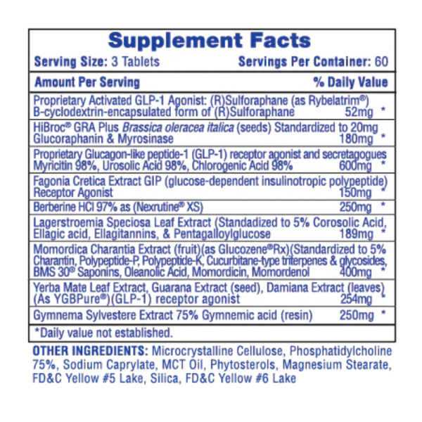 Product composition Hi-Tech Pharma Slimaglutide 180 tabs.