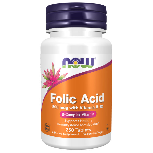 NOW Foods Folic Acid 800mcg with Vitamin B-12 250 tabs.