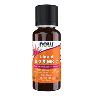 NOW Foods Liquid Vitamins D-3 & MK-7 30 ml