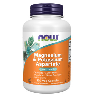 NOW Foods Magnesium & Kalium Aspartat mit Taurin 120 kaps. Vege