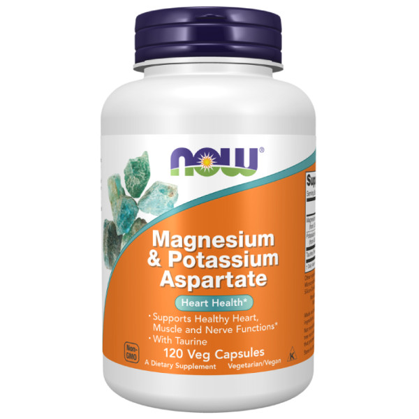 NOW Foods Magnesium & Kalium Aspartat mit Taurin 120 kaps. Vege