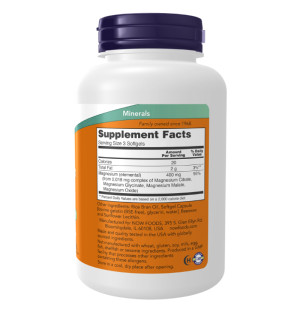 Product composition NOW Foods Magnesium Citrate 90 caps. Softgels