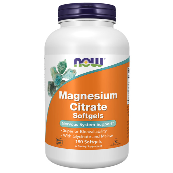 NOW Foods Cytrynian Magnezu 180 kaps. Softgels