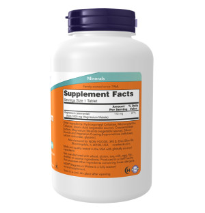 Product composition NOW Foods Magnesium Malate 1000mg 180 tabs.