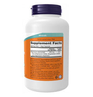 Product composition NOW Foods Magnesium 400mg 180 caps. Vege