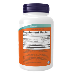 Product composition NOW Foods Potassium plus Iodine 180 tabs.